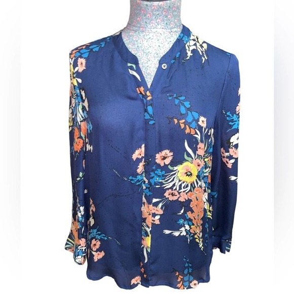 Joie Devitri Floral Print Button Down Silk Top SZ XS - Picture 1 of 7